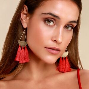 Lulus Arriba Red Tassel Earrings